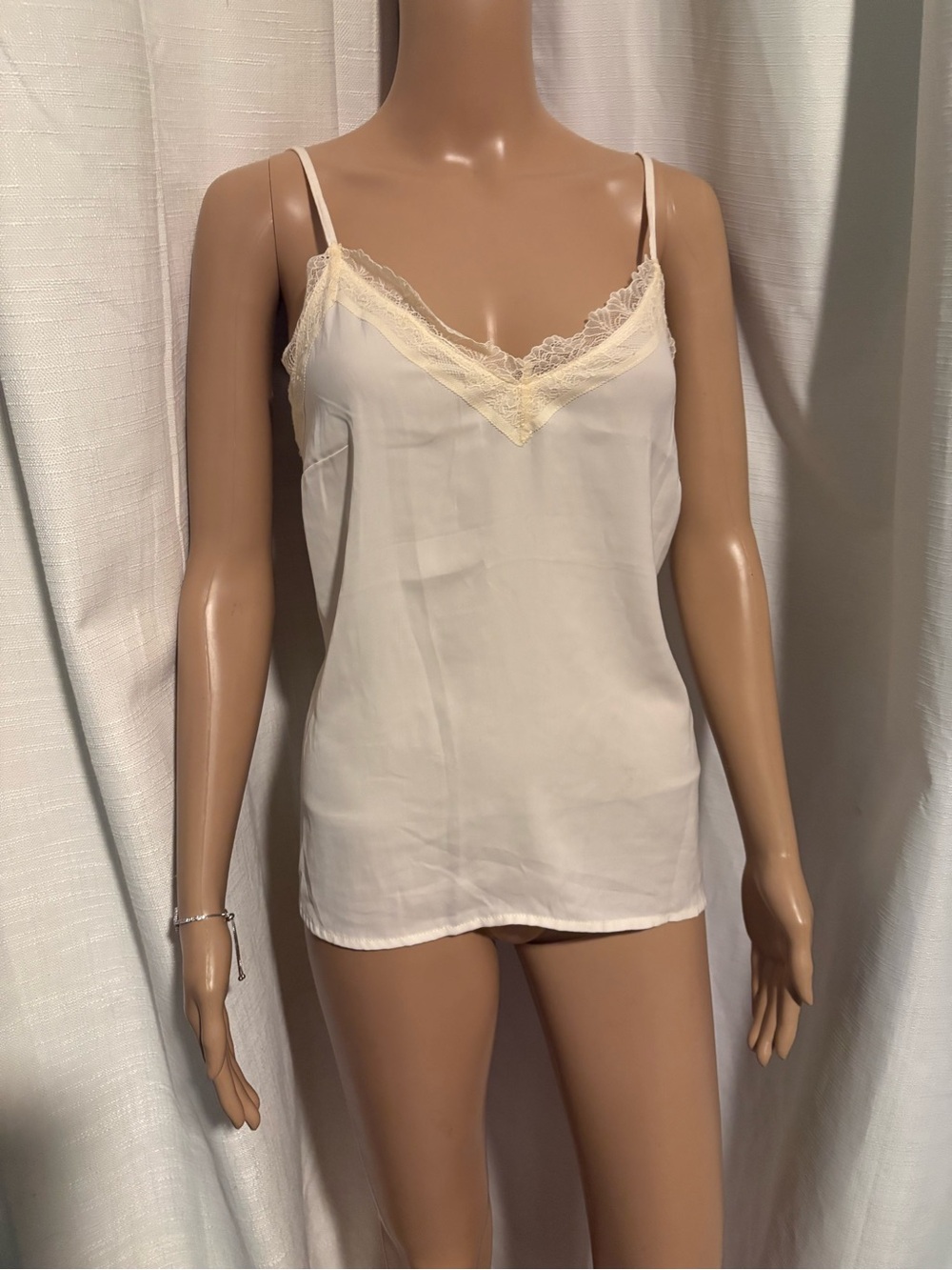 Old Navy Cream Satin Lace-Trim Cami